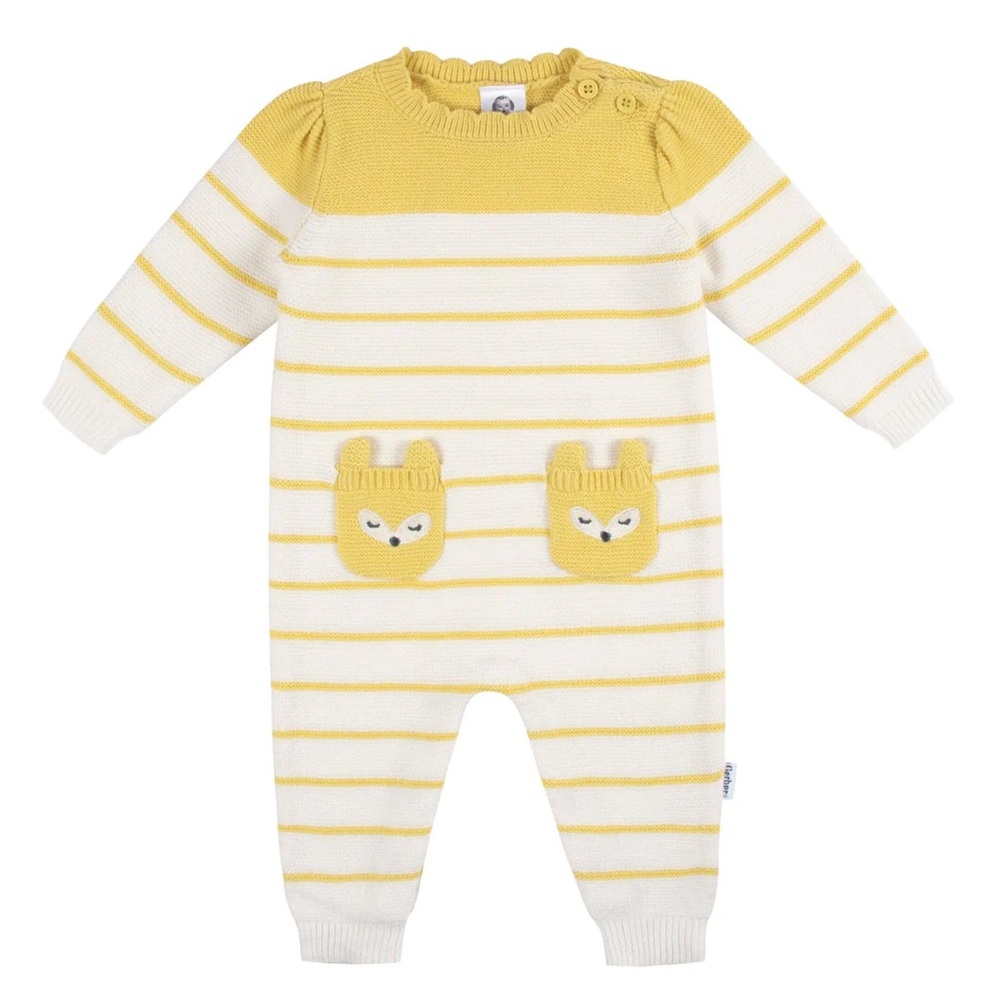 Gerber Baby Girls Fox Sweater Knit Romper